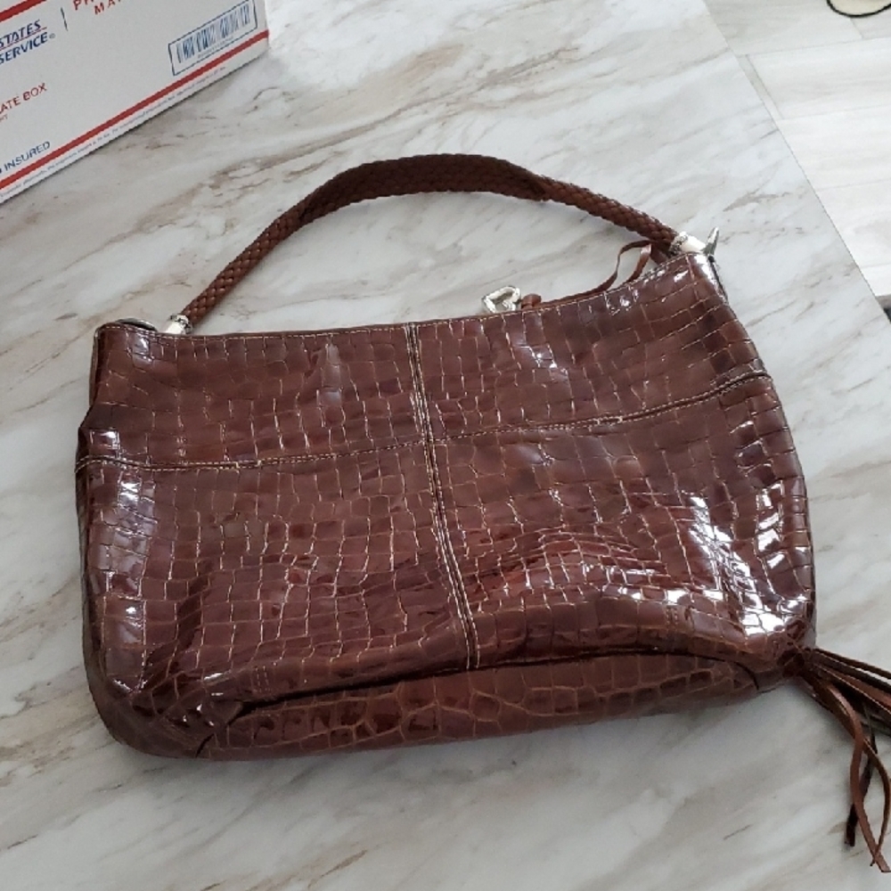 Brighton Brand Elegant Brown Crocodile-Embossed Women's Bag